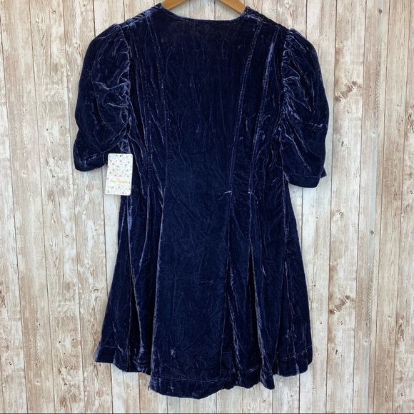 Free People Adelle Indigo Lost Velvet Tunic Top Small Women - Picture 6 of 10